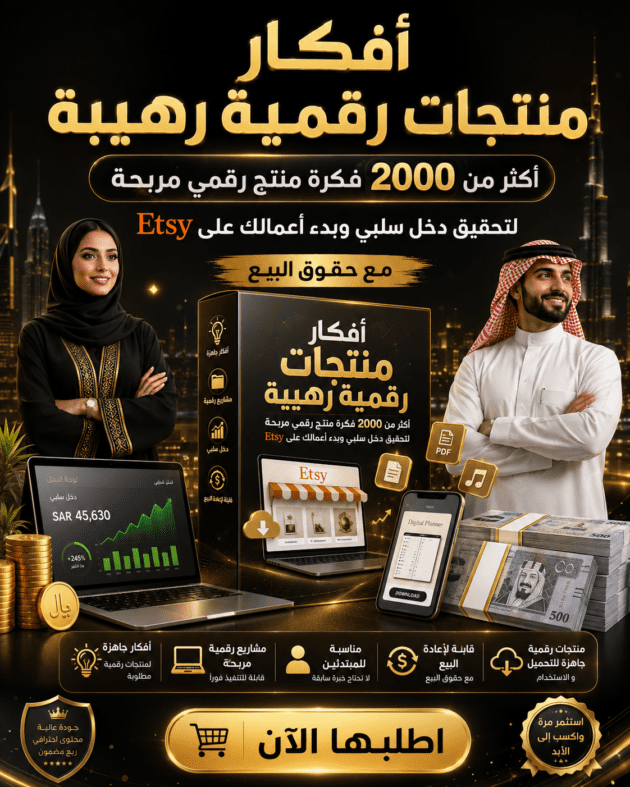 افكار منتجات رقمية رهيبة: اكثر من 2000 فكرة منتج رقمي مربحة لتحقيق دخل سلبي وبدء اعمالك على اتسي مع حقوق البيع