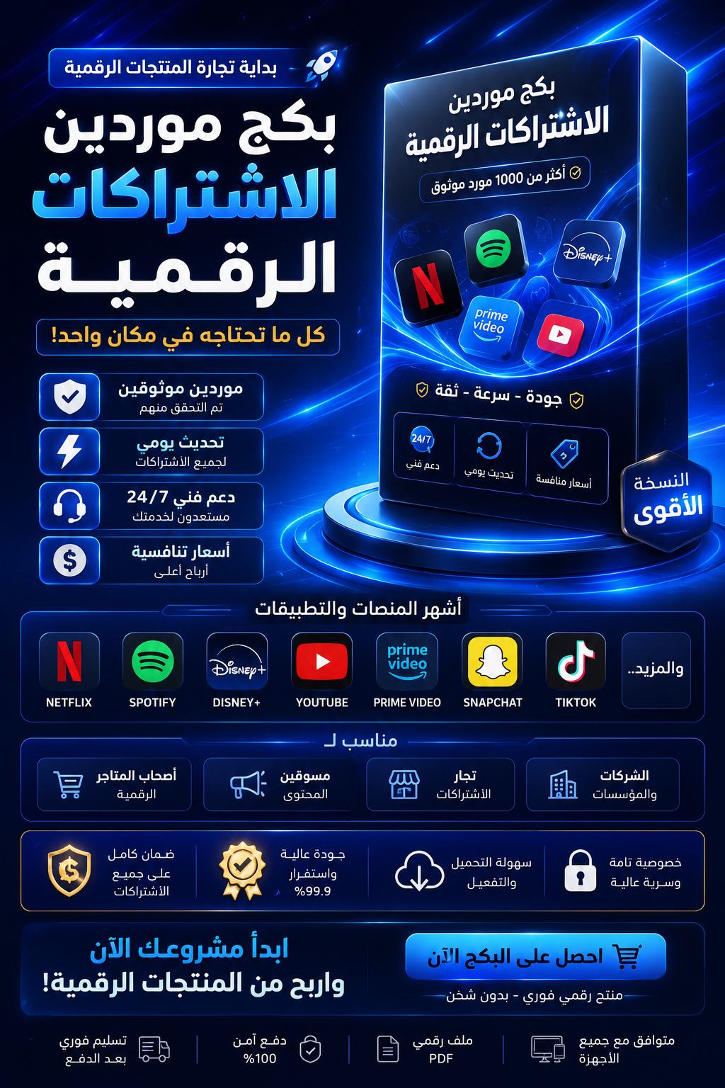 باقة موردين الاشتراكات الرقمية ( منتجات رقمية بالجملة ارقام ومواقع رخيصة لبيع المنتجات الرقميه)