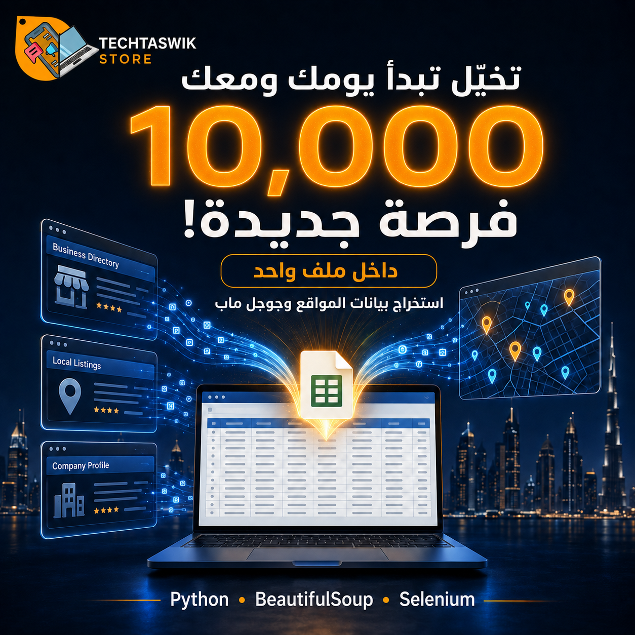 استخراج بيانات المواقع وجوجل ماب إلى Excel | 10000 سجل جاهز Web Scraping