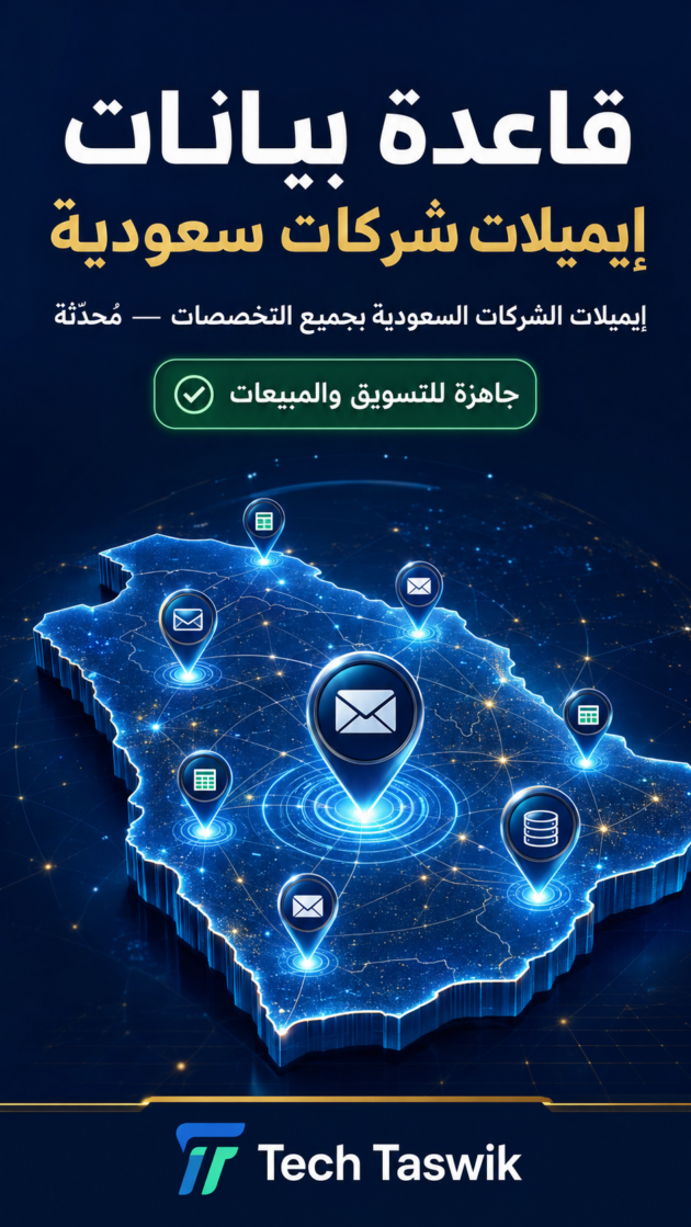 قاعدة بيانات ايميلات شركات سعودية (ايميلات الشركات السعودية بجميع التخصصات محدثة لعام 2025)