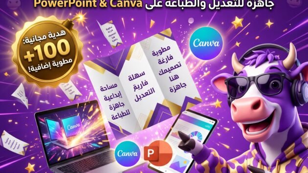 بكج ٤٠ مطويات عربية فارغة جاهزة باوربوينت وcanva مع ملف اكثر من 100 مطوية مجانا