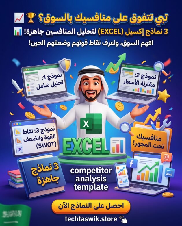3 نماذج تحليل المنافسين EXCEL اكسيل competitor analysis template