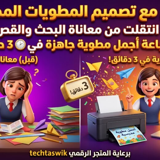 تجربتي مع تصميم المطويات المدرسية: كيف انتقلت من معاناة البحث والقص إلى طباعة أجمل مطوية جاهزة في 3 دقائق